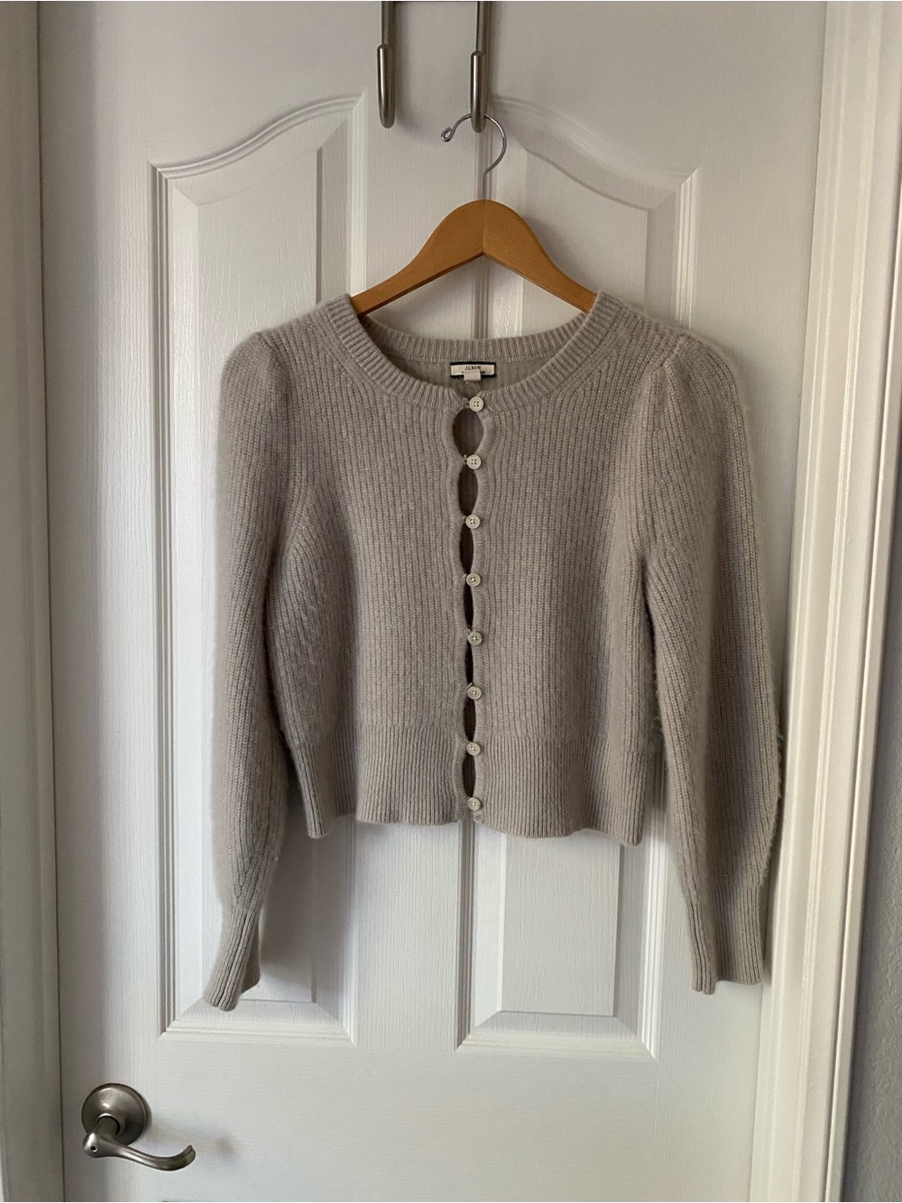 J. Crew Cashmere Puffed Sleeve Cardigan Sweater XS